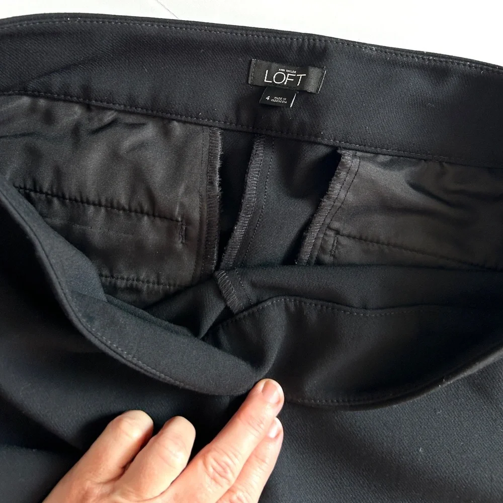 LOFT Woman’s‎ Pants Black Wide Leg Cropped Side Buttons Size 4 - Picture 13 of 16